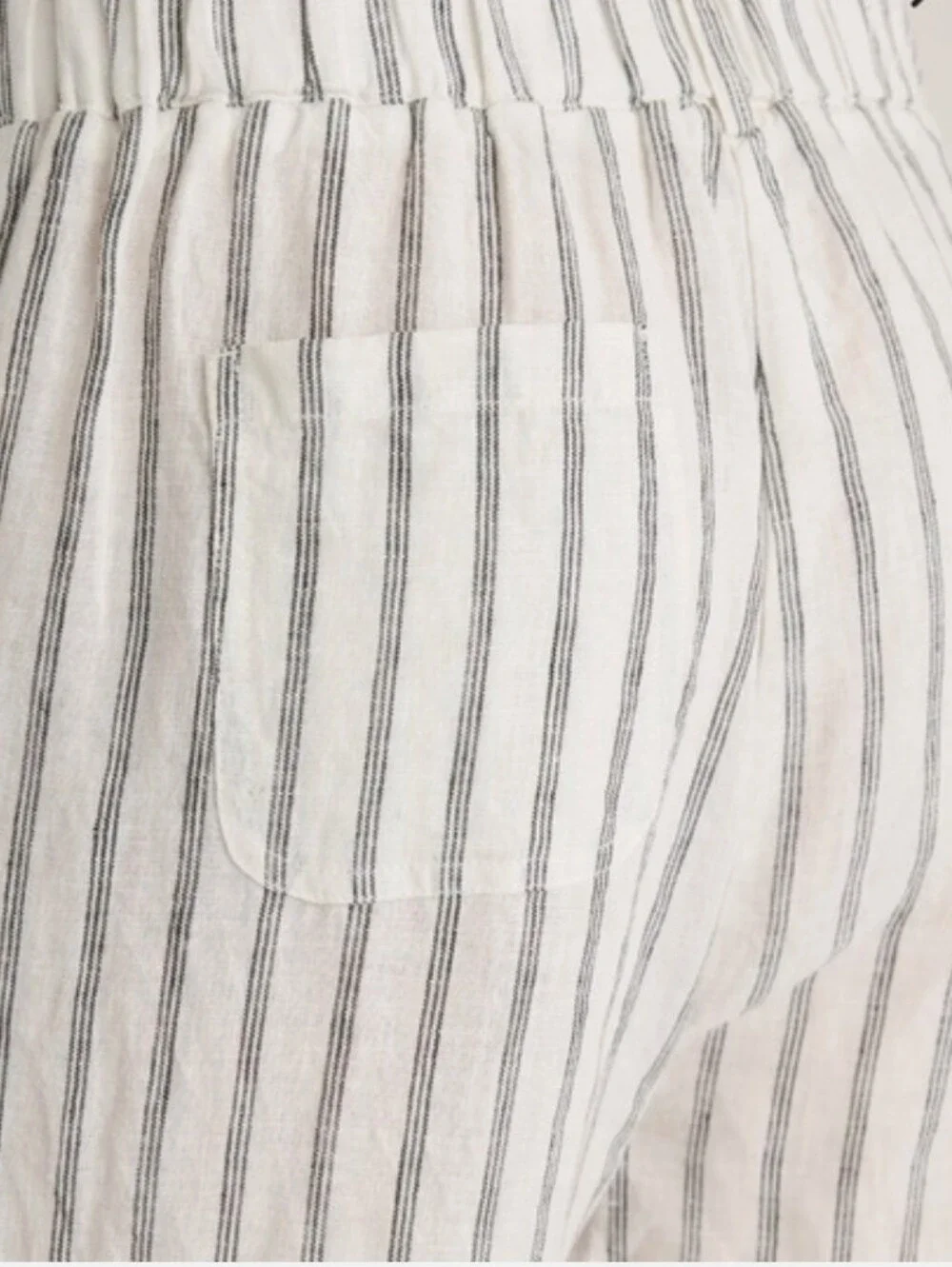 Quince Women's White Black Striped 100% Linen Trousers Size Small Summer